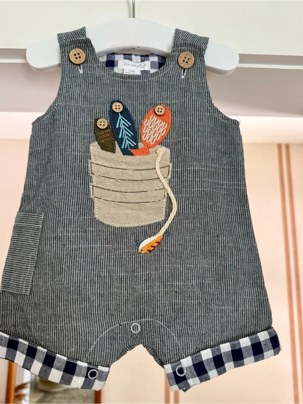 Mud Pie Baby Boys Fish Romper Sz 0-3 Months EUC
